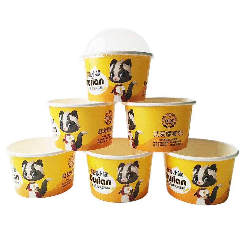 4oz disposable paper Ice Cream Cups with dome Lids - Image 2