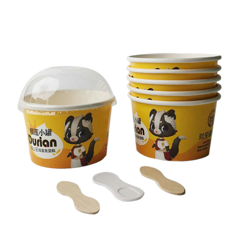 4oz disposable paper Ice Cream Cups with dome Lids - Image 4